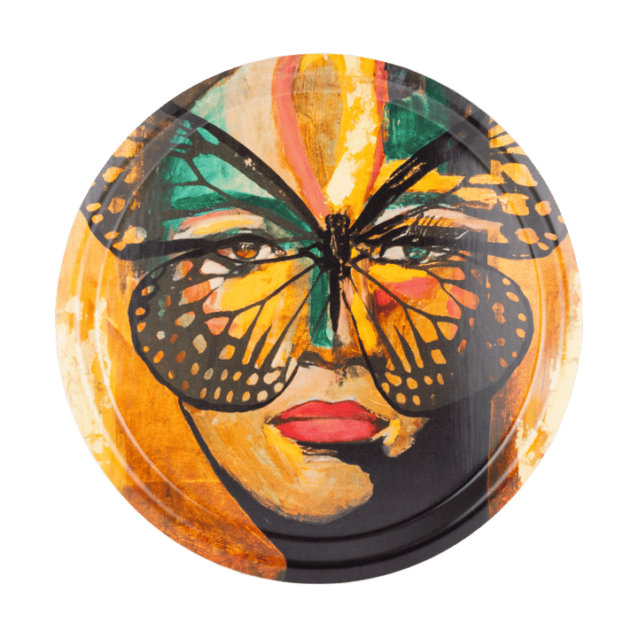 Golden Butterfly bandeja Ø31 cm - Laranja-preto - Carolina Gynning
