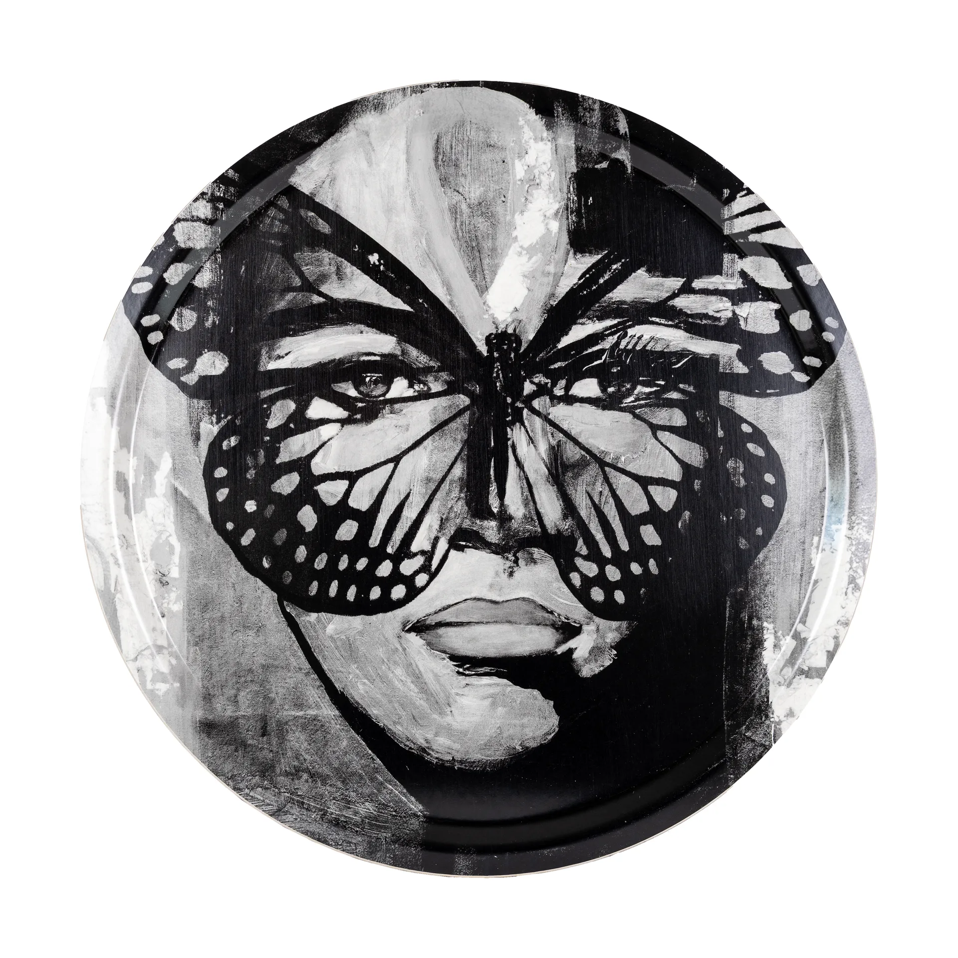 Golden Butterfly bandeja Ø46 cm, Preto-branco Carolina Gynning