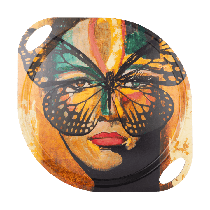 Golden Butterfly bandeja com alças 38x47 cm - Laranja-preto - Carolina Gynning