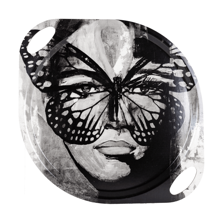 Golden Butterfly bandeja com alças 38x47 cm - Preto-branco - Carolina Gynning