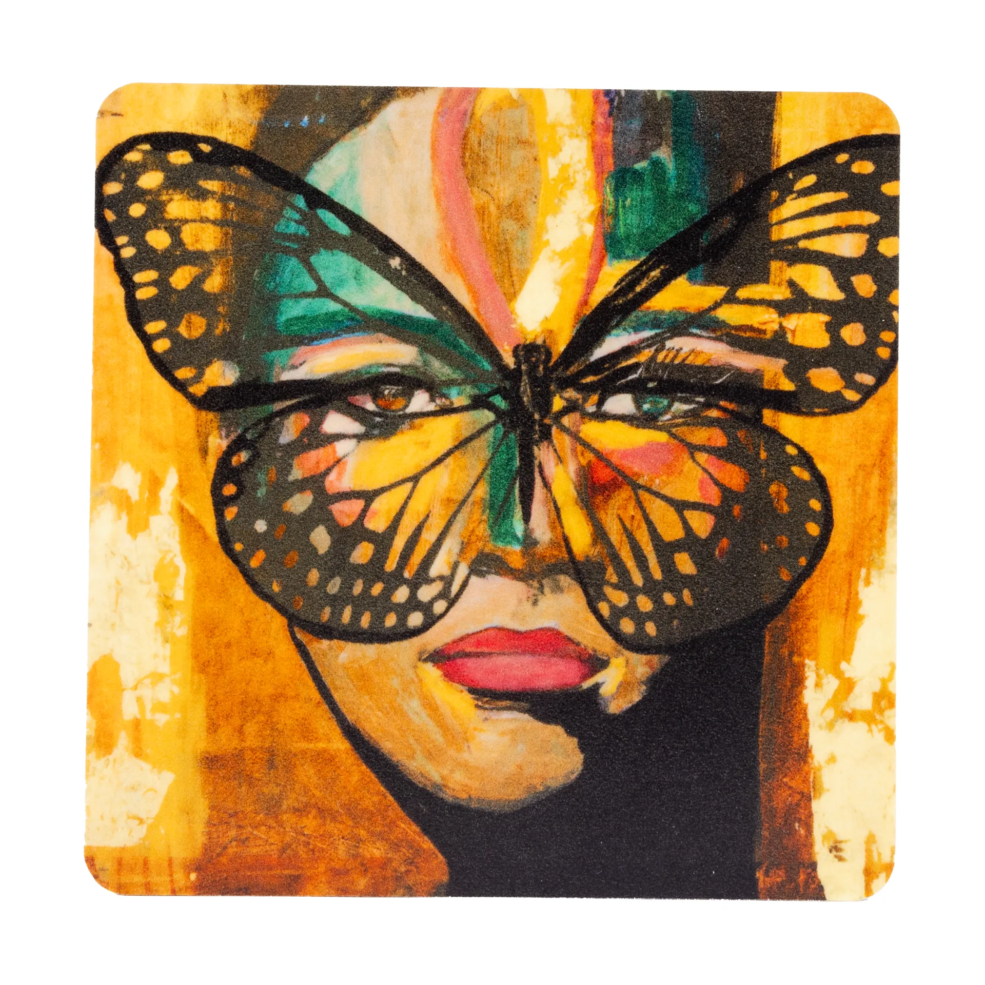 Golden Butterfly porta-copos 9x9 cm, Laranja-preto Carolina Gynning