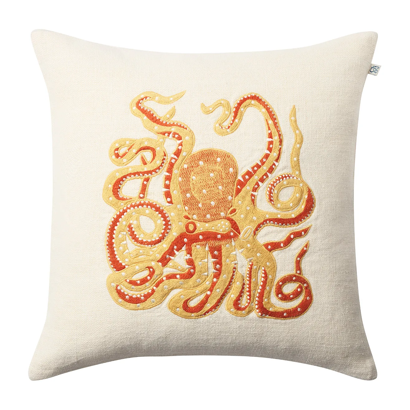 Capa de almofada Embroidered Octopus 50x50 cm, Amarelo picante-laranja Chhatwal & Jonsson