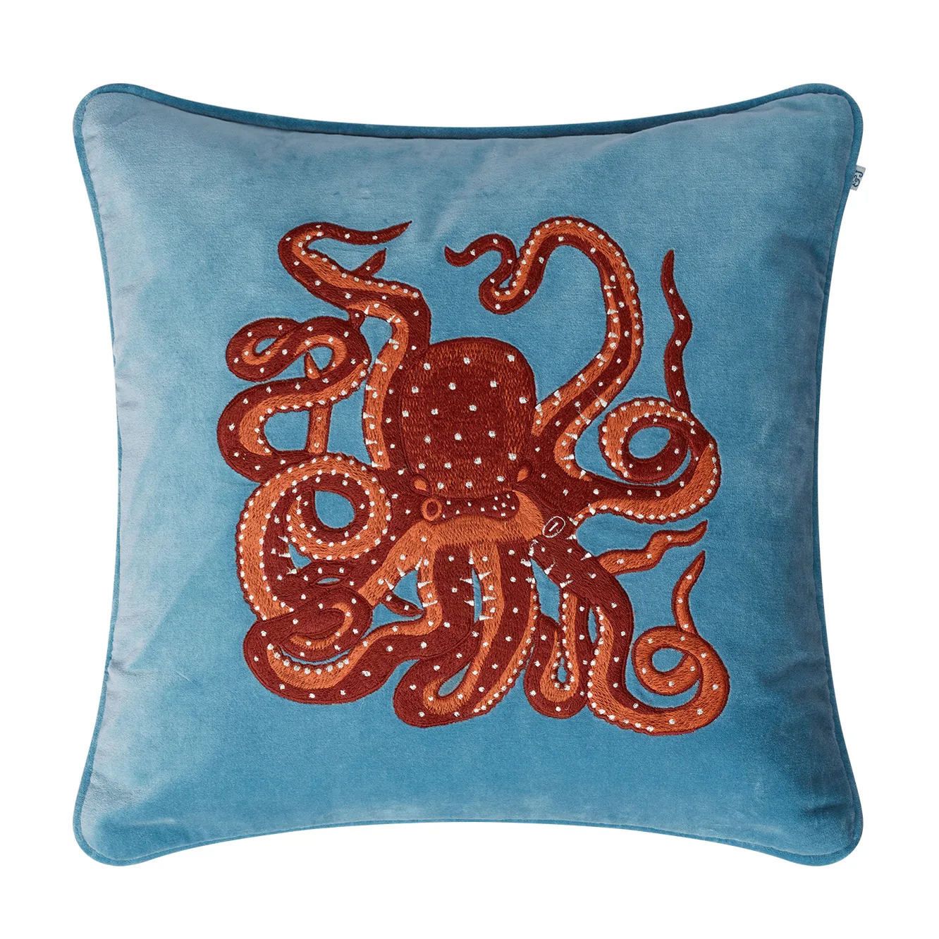 Capa de almofada Embroidered Octopus 50x50 cm, azul céu-laranja-rosa Chhatwal & Jonsson