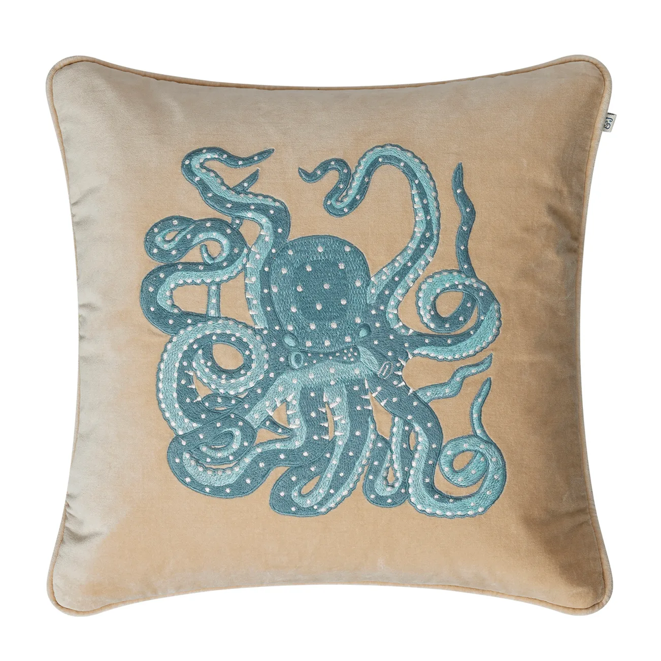 Capa de almofada Embroidered Octopus 50x50 cm, beige-aqua Chhatwal & Jonsson