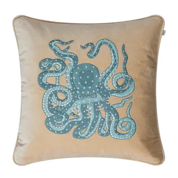 Capa de almofada Embroidered Octopus 50x50 cm - beige-aqua - Chhatwal & Jonsson