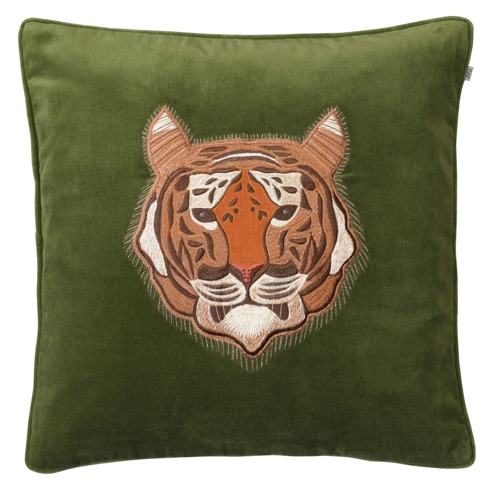 Capa de almofada Embroidered Tiger 50x50 cm, Cactus green Chhatwal & Jonsson