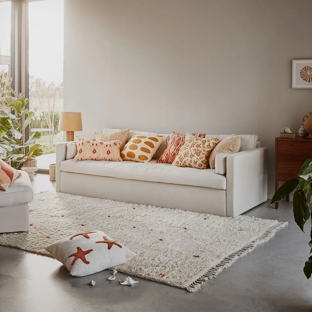 Capa de almofada Ikat Goa , Bege suave/rose/damasco-40 cm Chhatwal & Jonsson