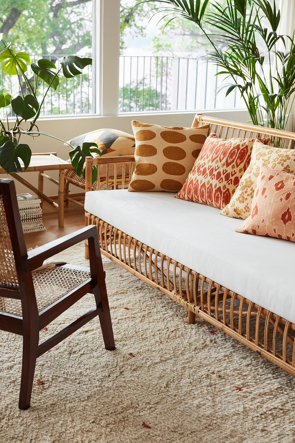 Capa de almofada Ikat Orissa 50x50 cm, Laranja alperce-rosa Chhatwal & Jonsson