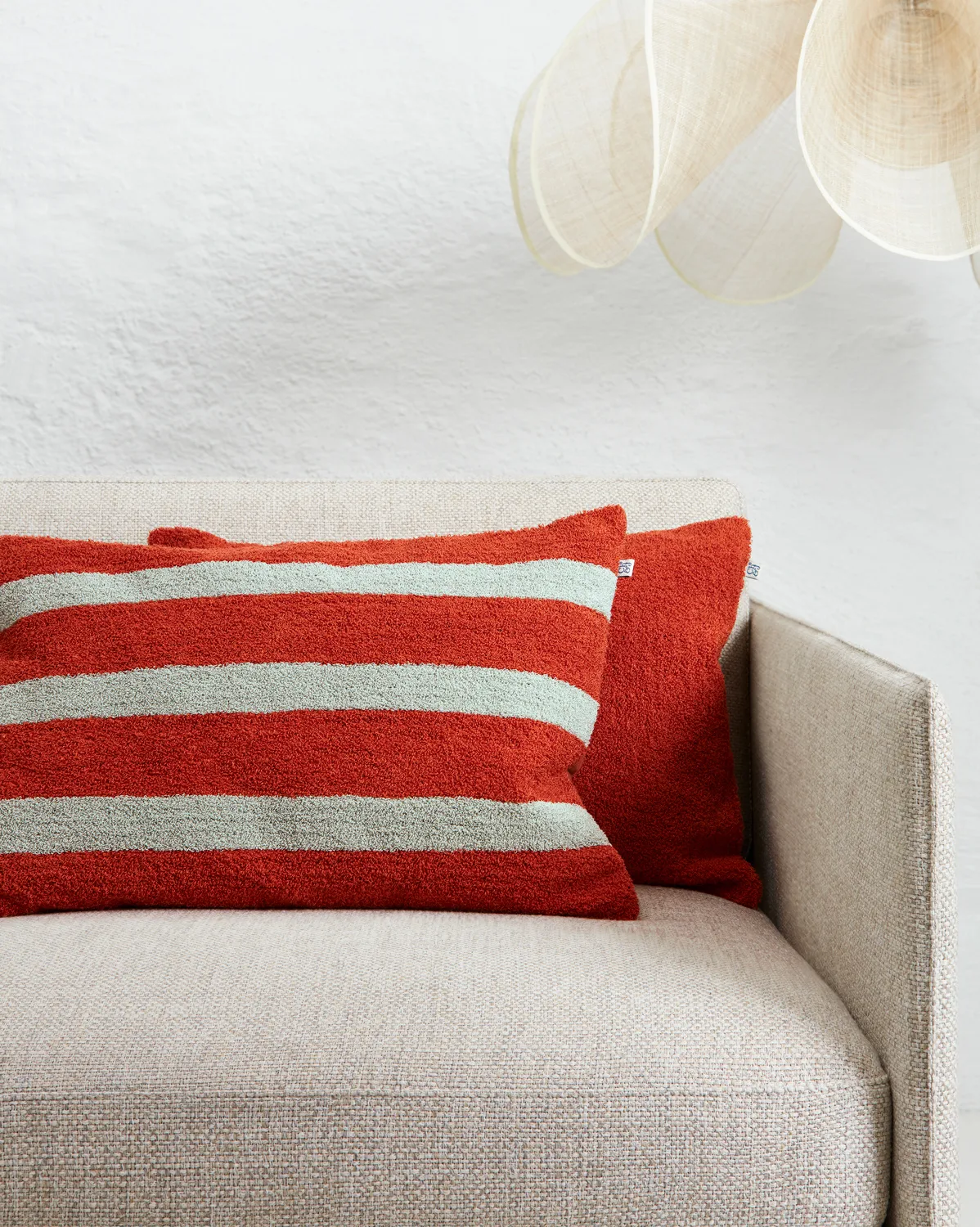 Capa de almofada Stripe linen boucle 40x60 cm, Apricot orange-aqua Chhatwal & Jonsson