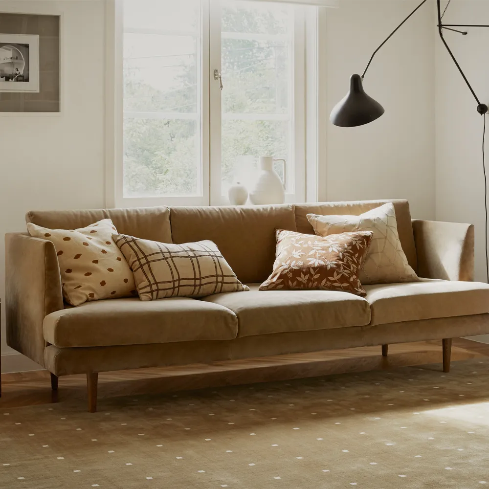 Capa de almofada Tattersall, Azul Mar/Conhaque, 60x40 cm Chhatwal & Jonsson