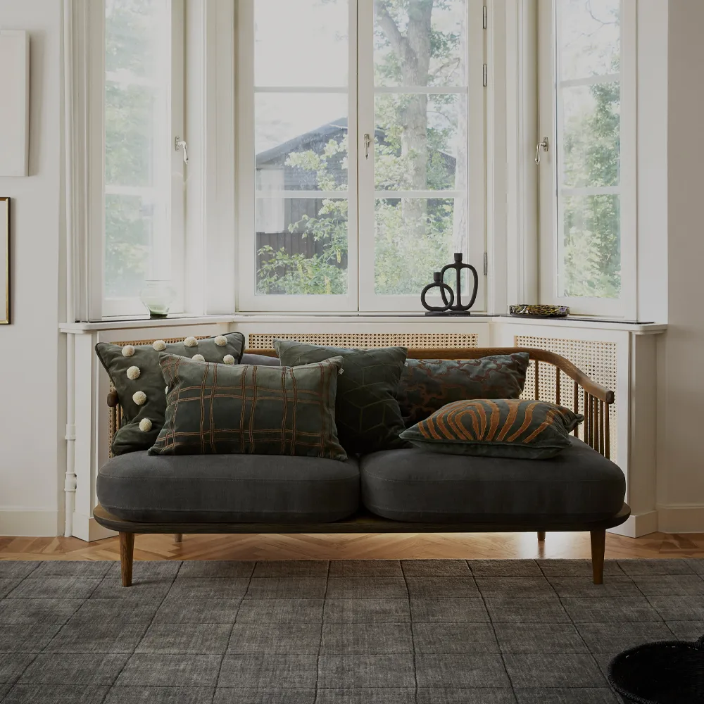 Capa de almofada Tattersall, Azul Mar/Conhaque, 60x40 cm Chhatwal & Jonsson