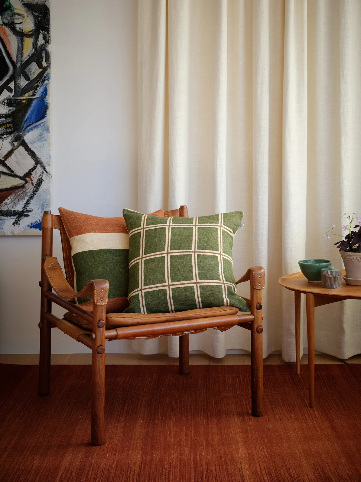 Manali capa de almofada 50x50 cm, Apricot orange-cactus green Chhatwal & Jonsson