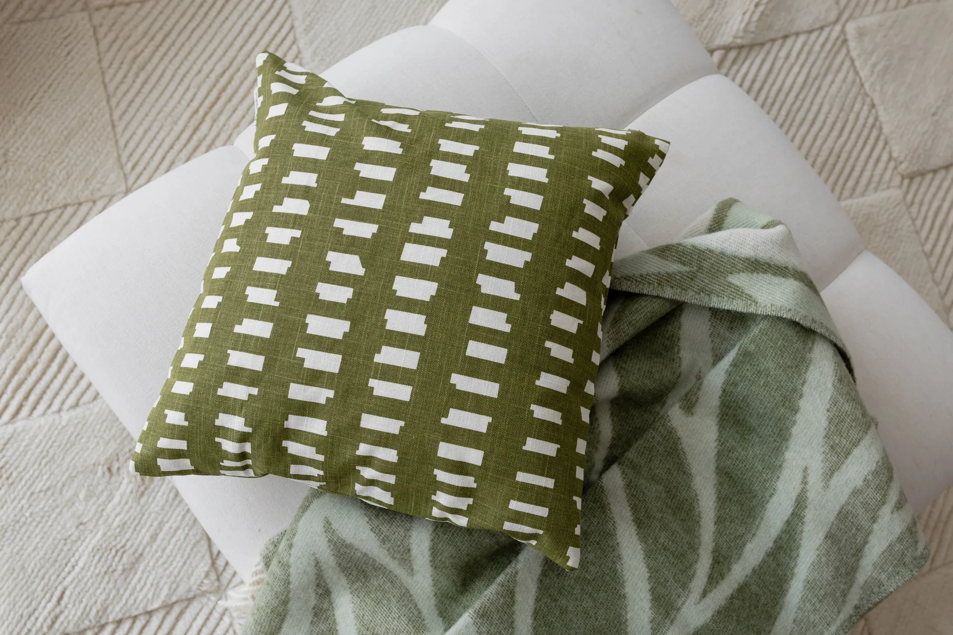 Ikat Block capa de almofada 50x50 cm, Verde Classic Collection