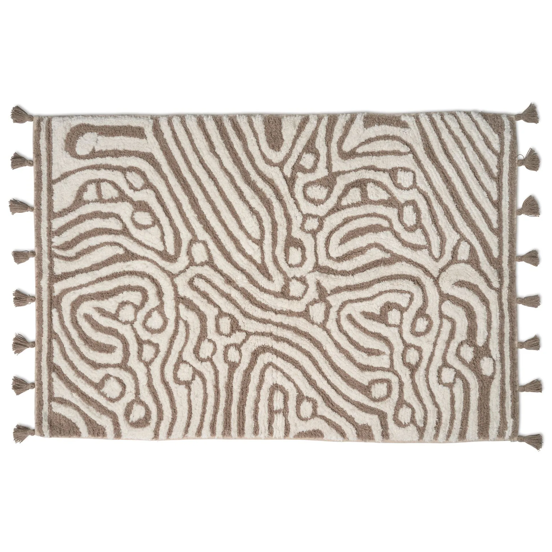Tapete de casa de banho Maze 60x90 cm, simply taupe-branco Classic Collection