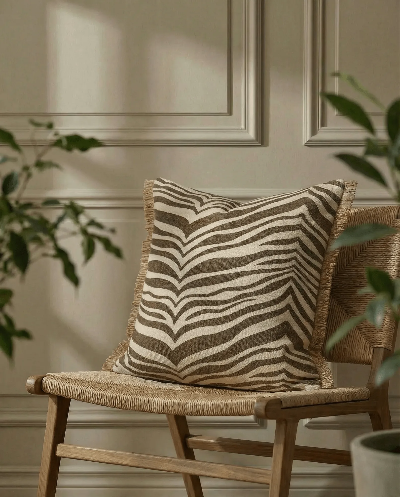 Zebra almofada, Castanho-natural, 50x50 cm Classic Collection