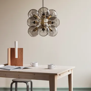 Candeeiro suspenso Tage - latão-vidro fumado - CO Bankeryd