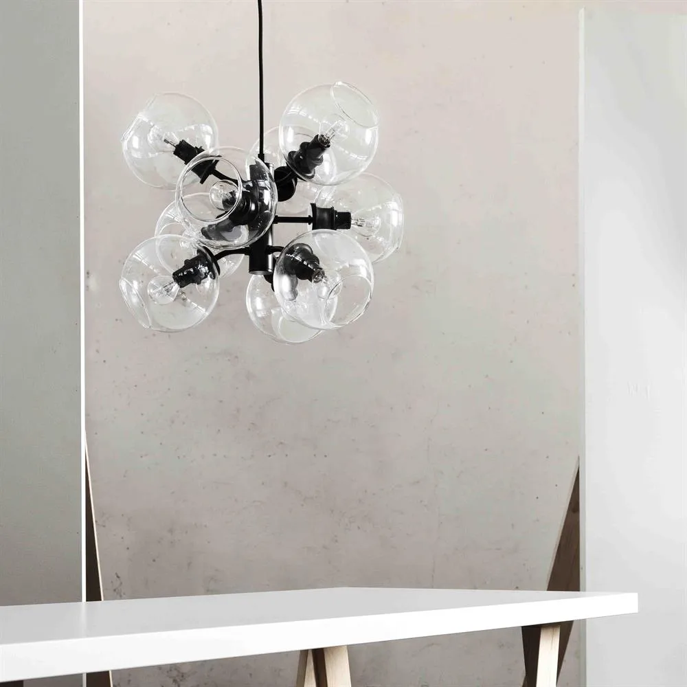Candeeiro suspenso Tage, vidro preto-transparente  CO Bankeryd
