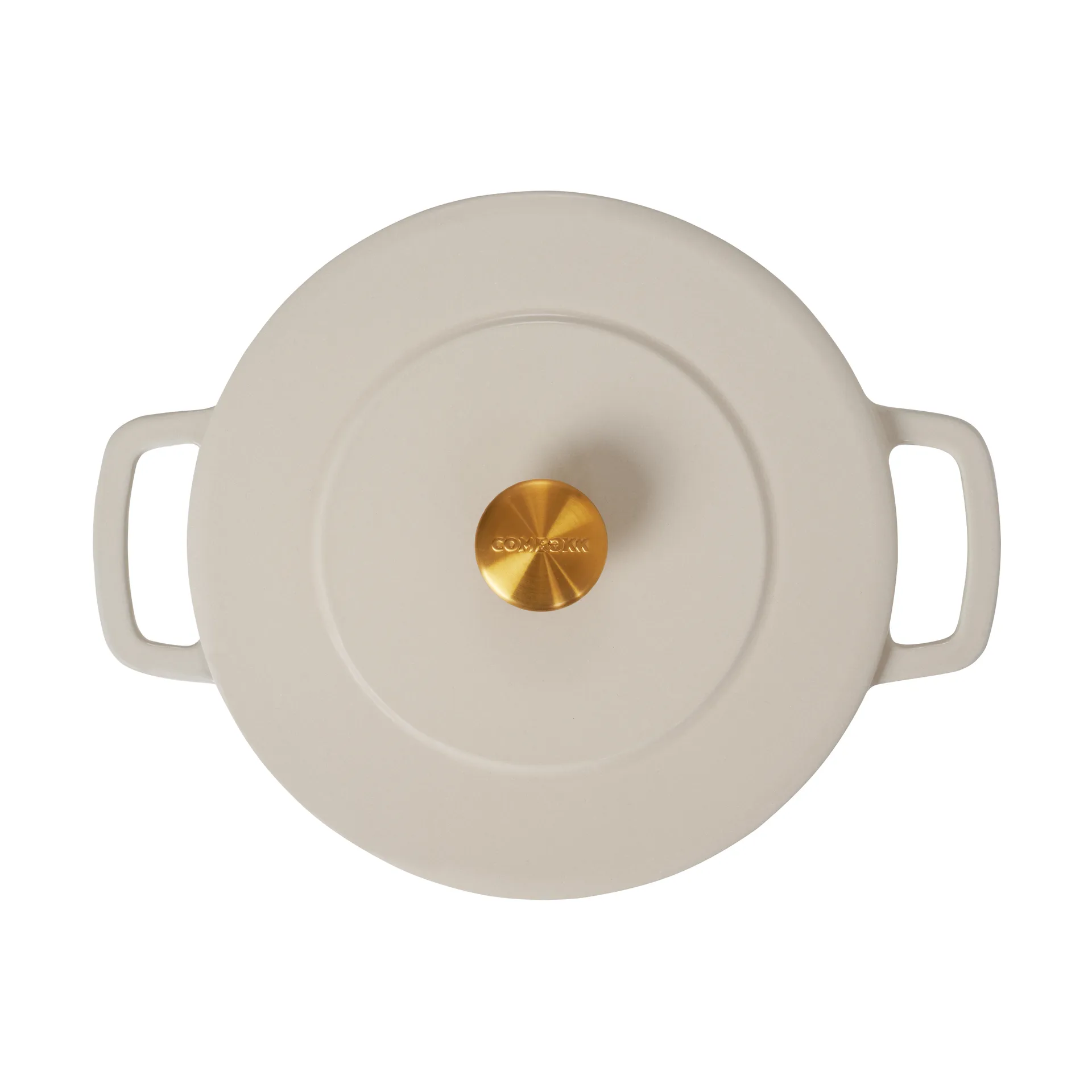 Combekk Enameled panela de ferro fundido com tampa Ø24 cm, Areia-puxador dourado Combekk