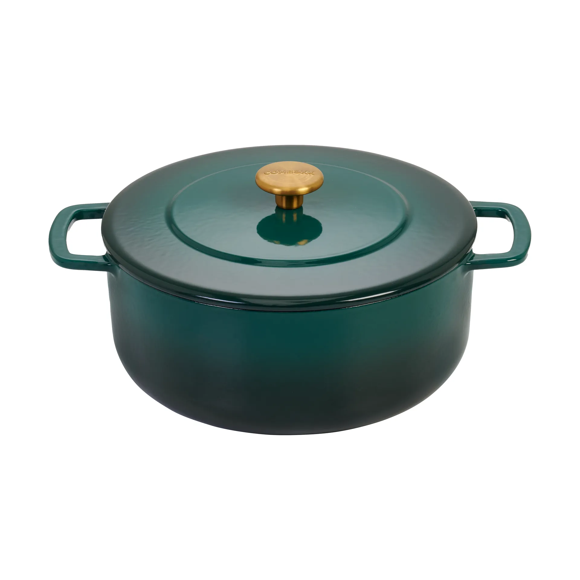 Combekk Enameled panela de ferro fundido com tampa Ø24 cm, Verde holly-puxador dourado Combekk