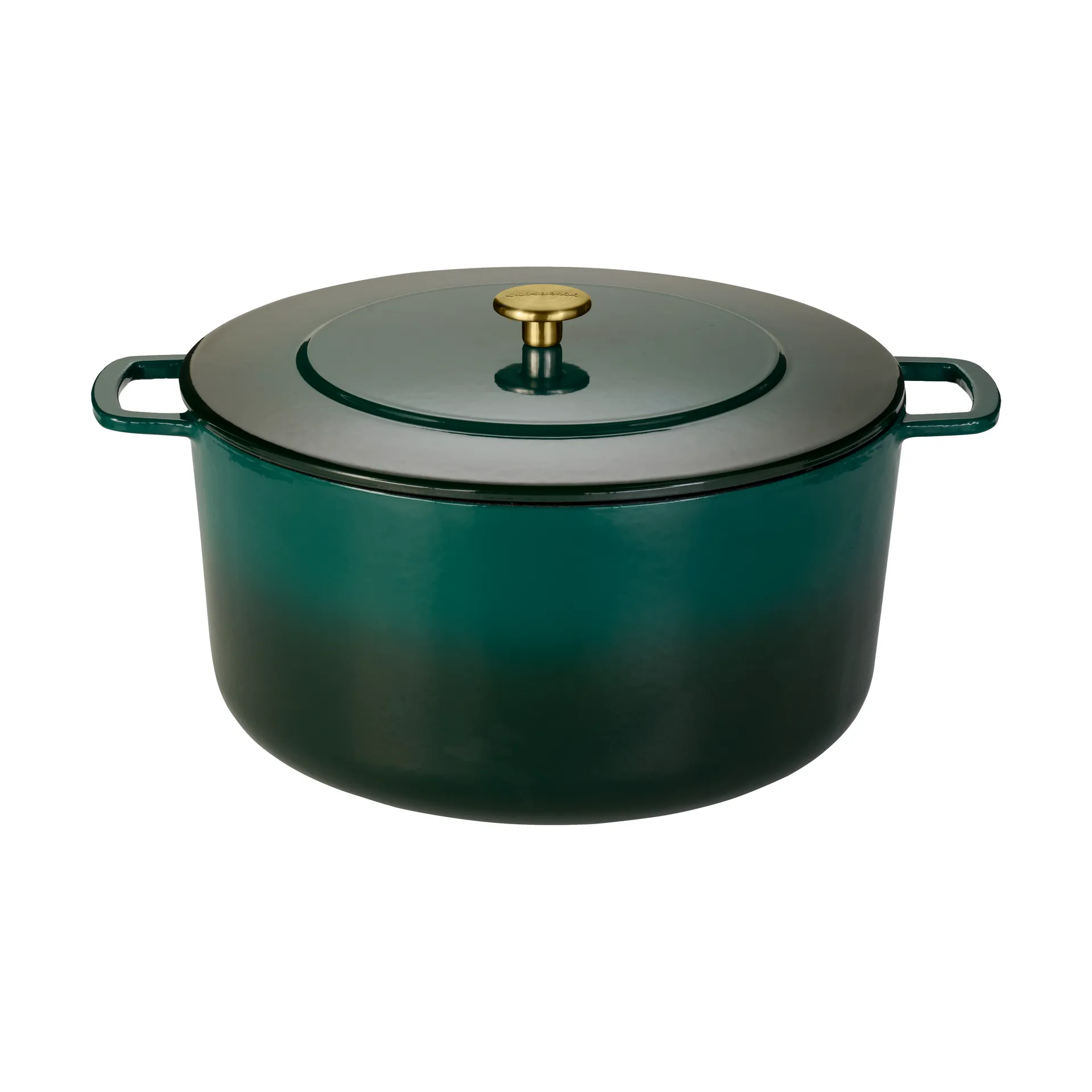 Combekk Enameled panela de ferro fundido com tampa Ø32 cm, Verde holly-puxador dourado Combekk