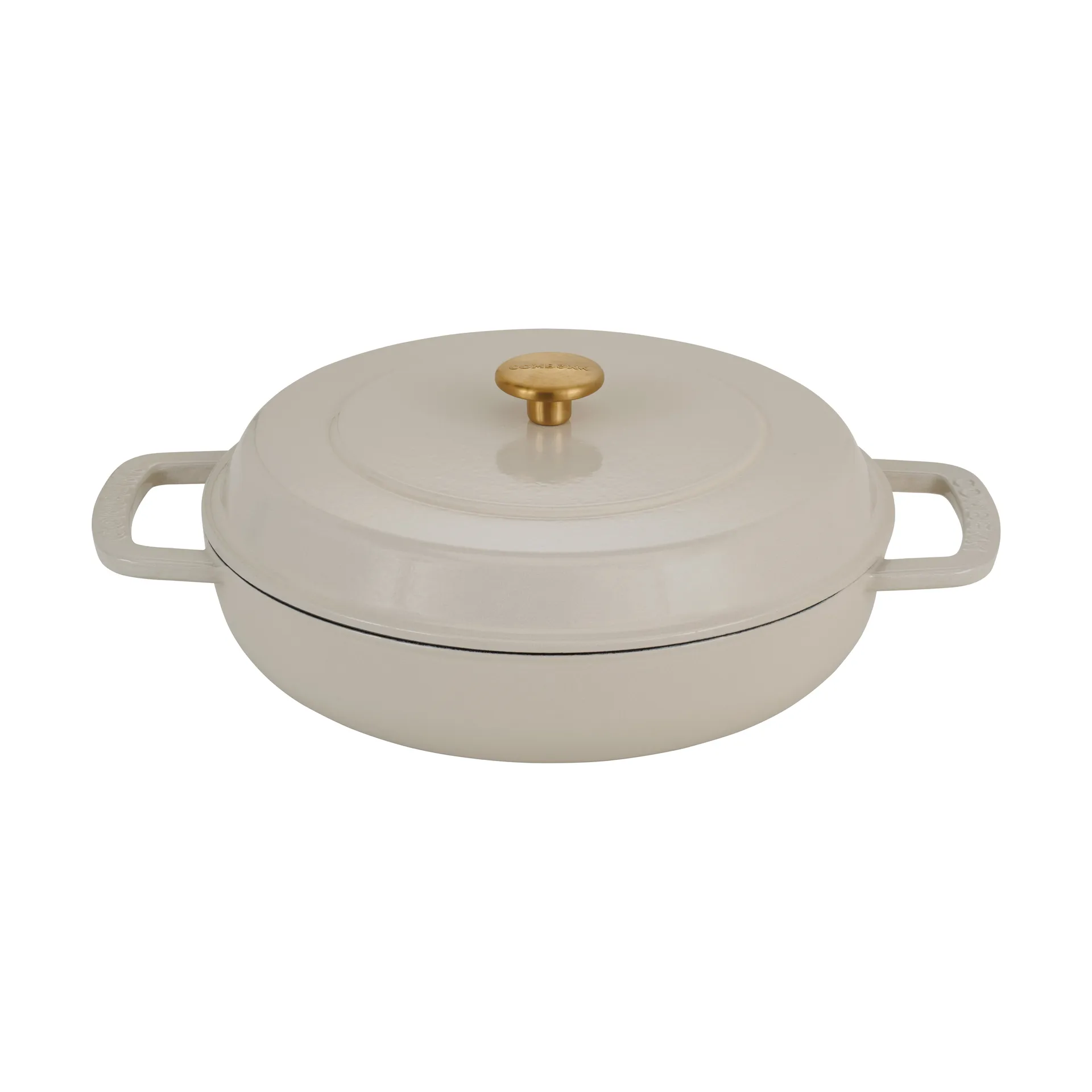 Combekk Enameled panela sauté de ferro fundido Ø28 cm, Areia-puxador dourado Combekk