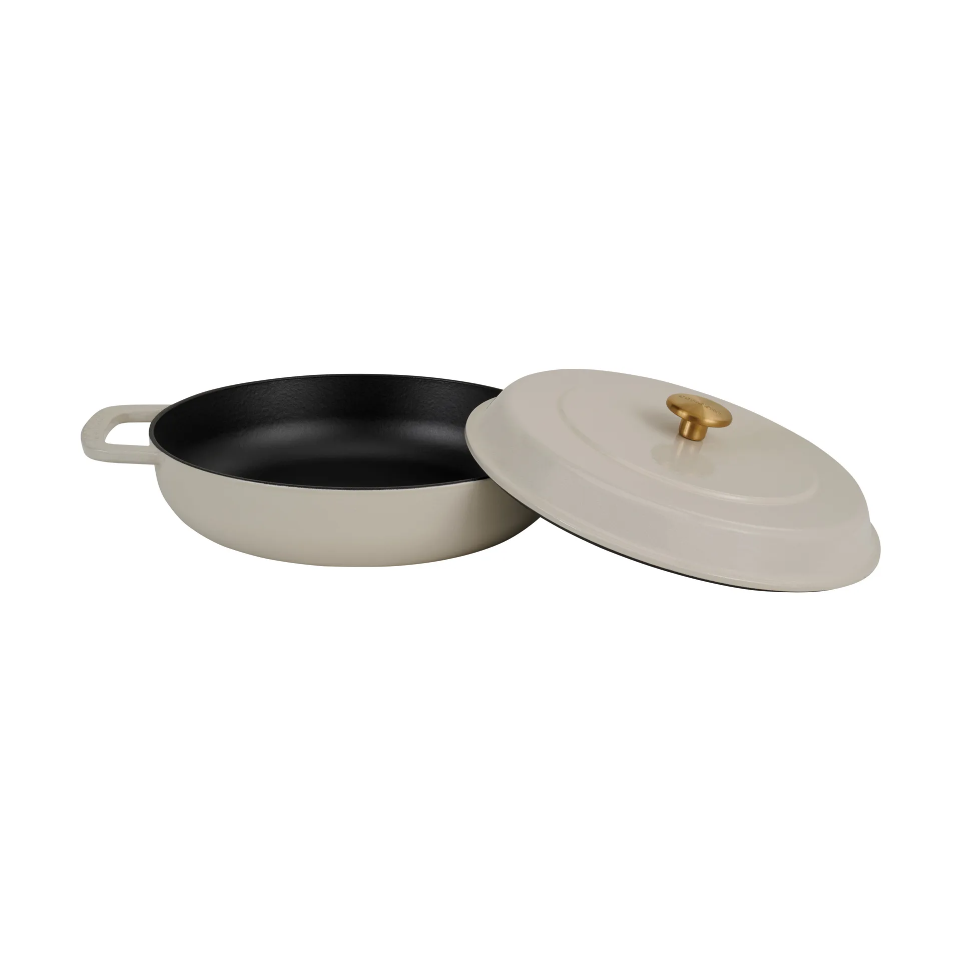 Combekk Enameled panela sauté de ferro fundido Ø28 cm, Areia-puxador dourado Combekk