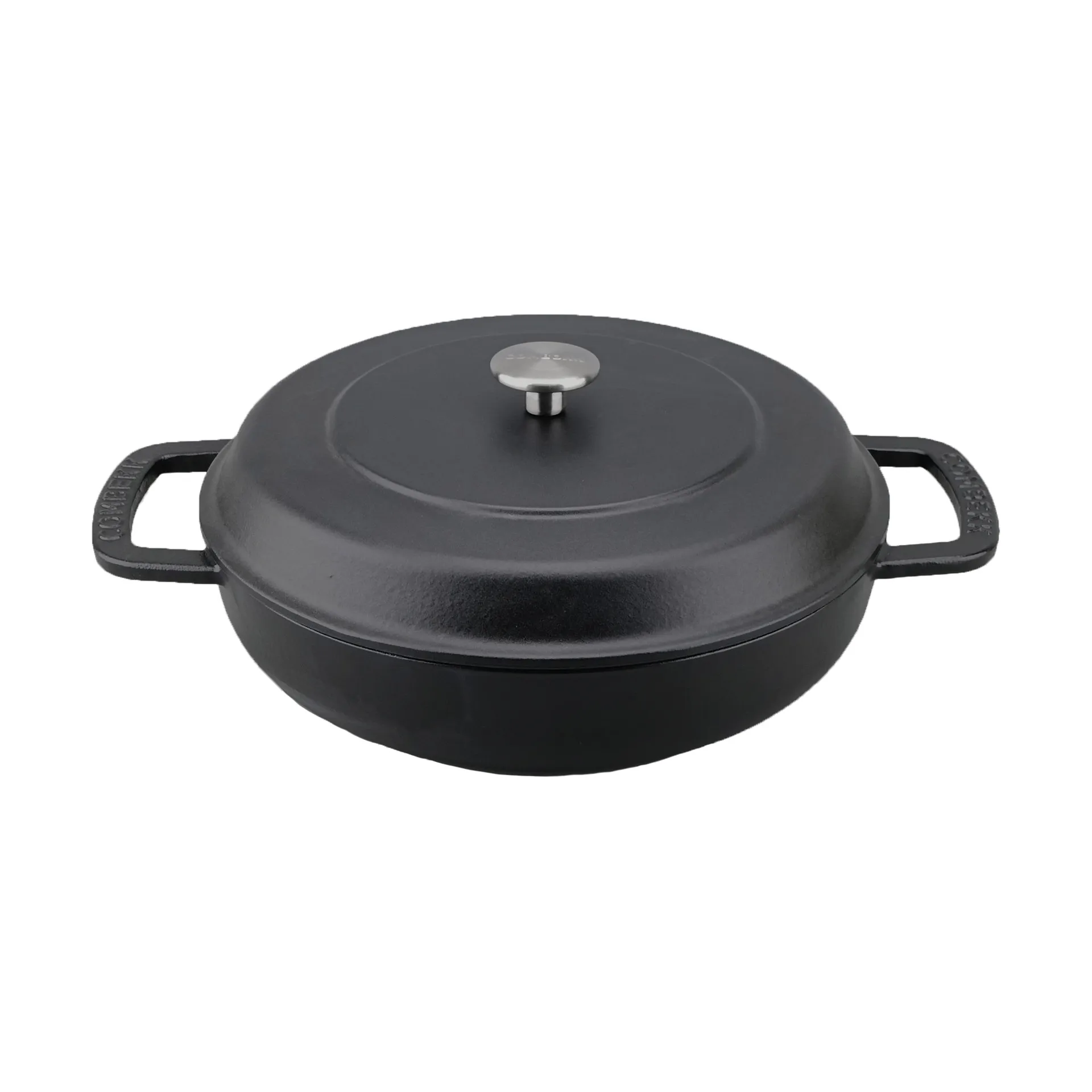 Combekk Enameled panela sauté de ferro fundido Ø28 cm, Black-silver knob Combekk