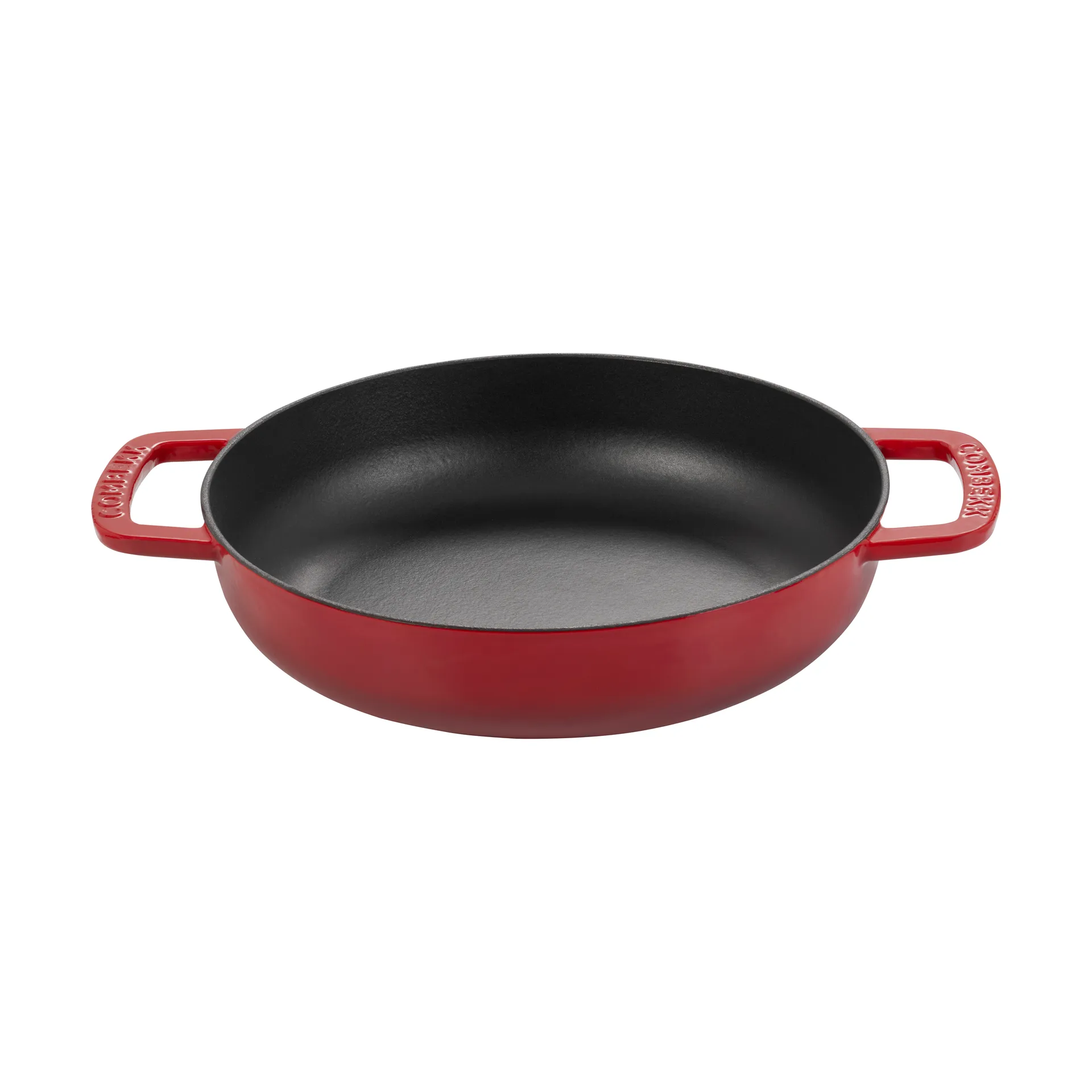 Combekk Enameled panela sauté de ferro fundido Ø28 cm, Cereja-puxador prateado Combekk