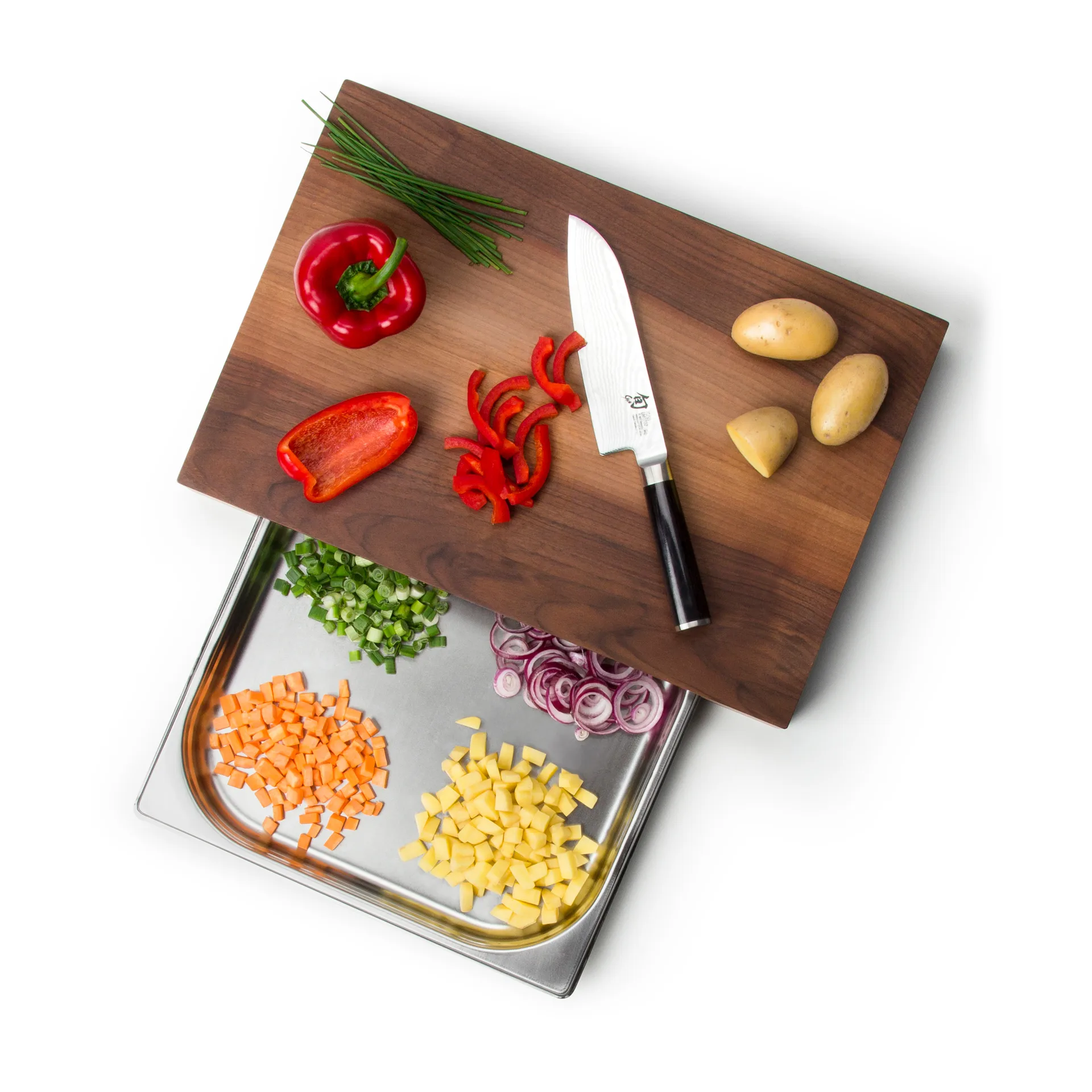 Tábua de cortar, Nogueira + tabuleiro, 27x39 cm Continenta