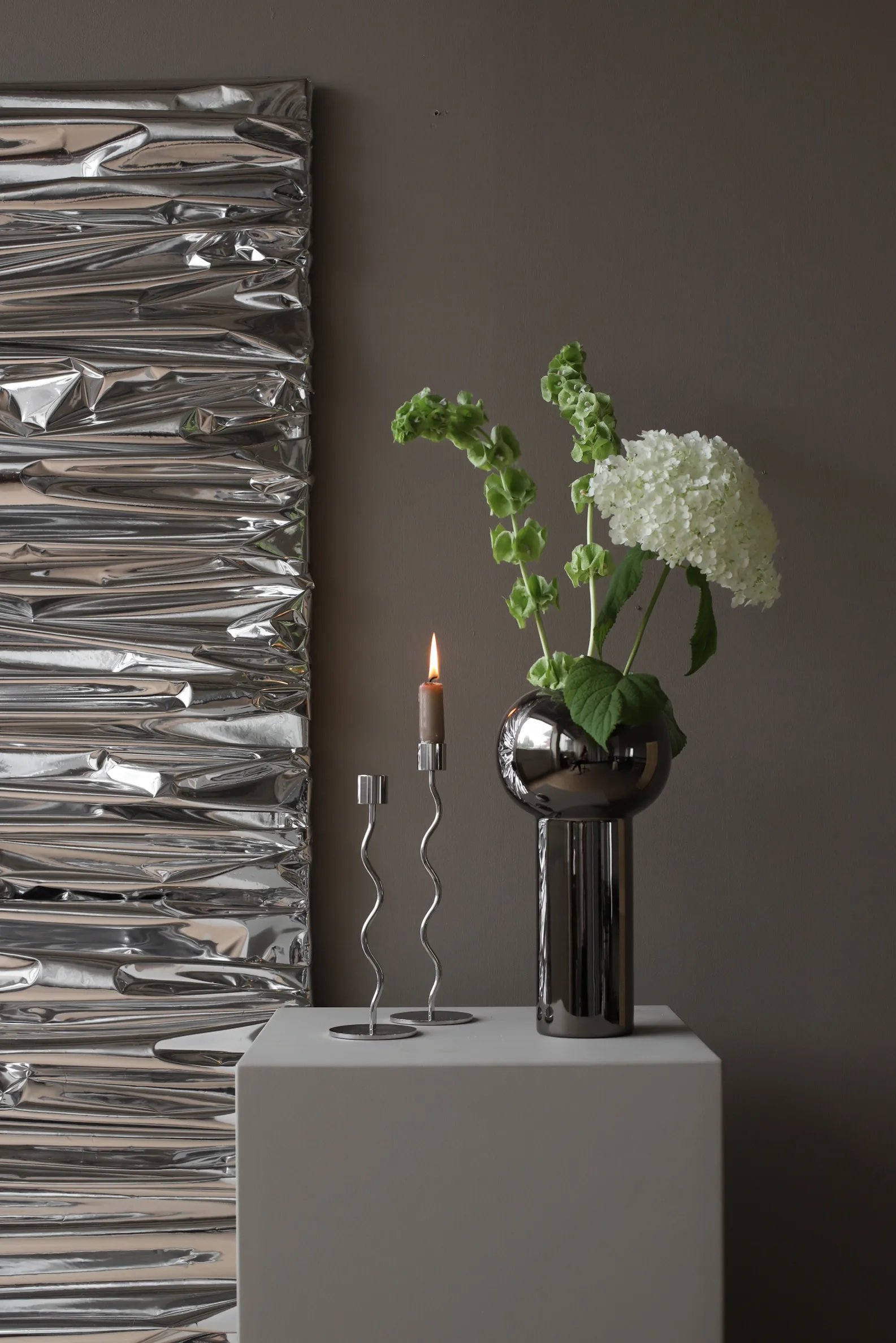 Castiçal Curved 23 cm, Aço inoxidável Cooee Design