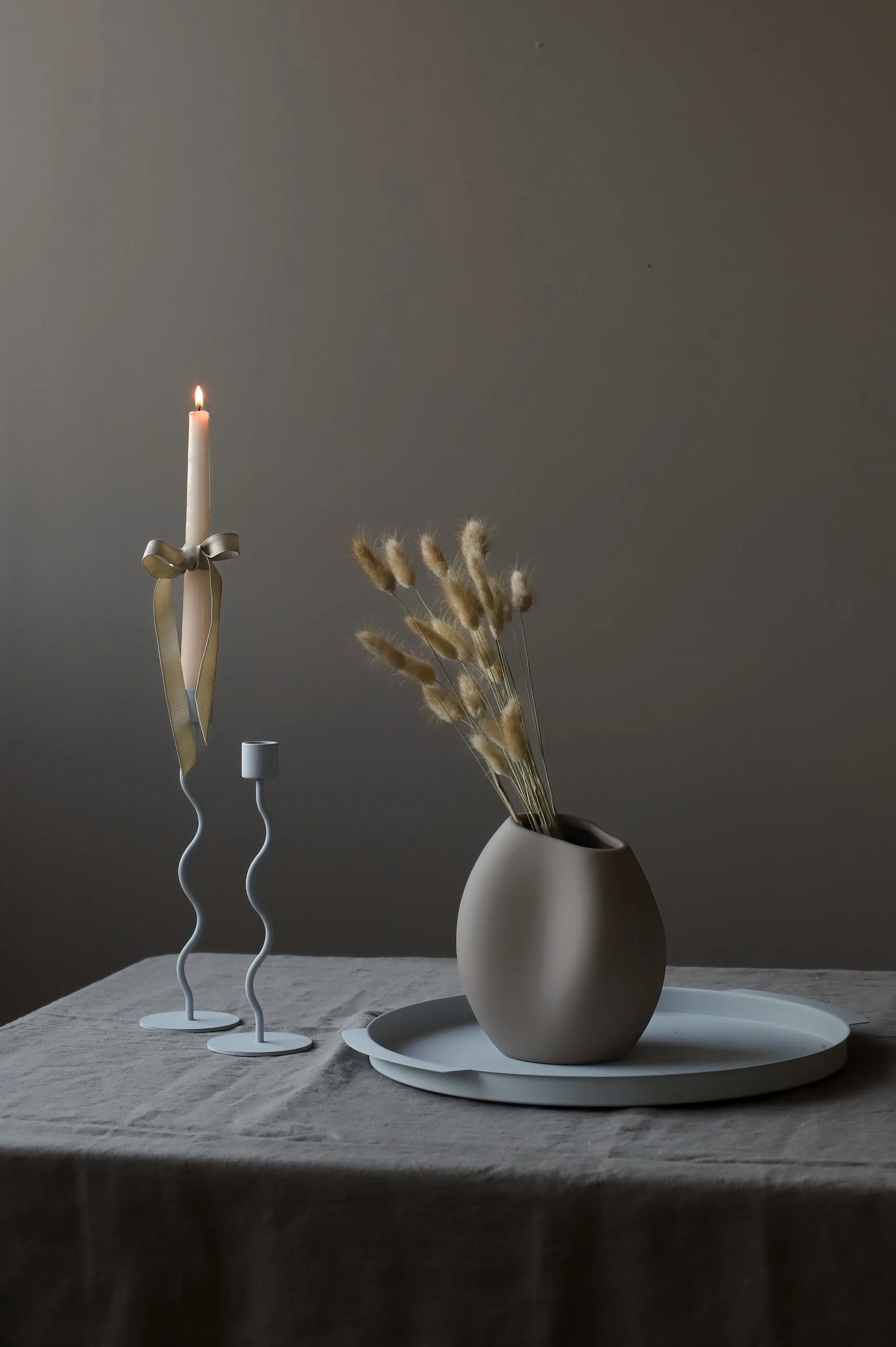 Castiçal Curved 23 cm, Pale blue Cooee Design