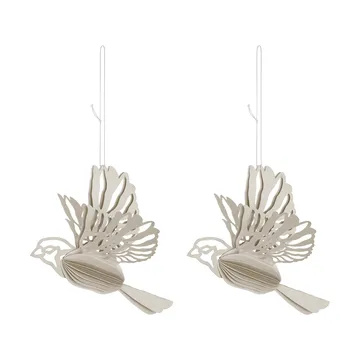 Enfeite de pássaro de papel 2 un. - Areia - Cooee Design