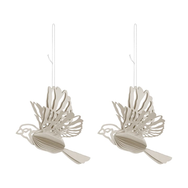 Enfeite de pássaro de papel 2 un. - Areia - Cooee Design