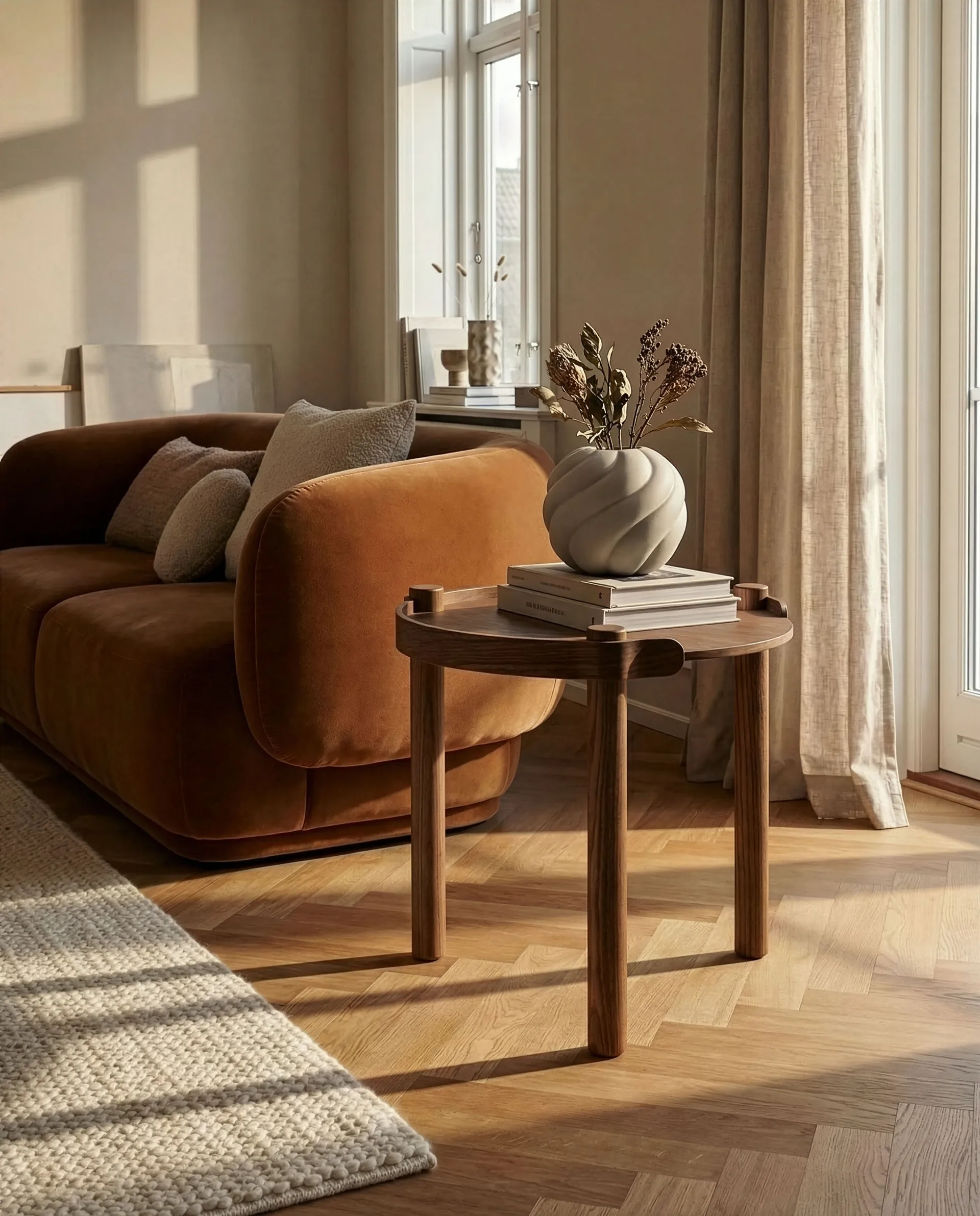 Mesa amadeirada Ø45 cm, Carvalho tingido escuro Cooee Design