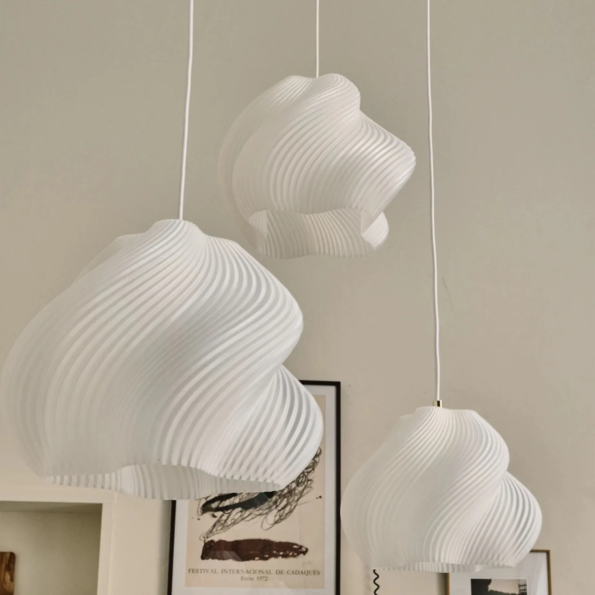 Soft Serve pendente, White-chrome, 01, 20 cm Crème Atelier