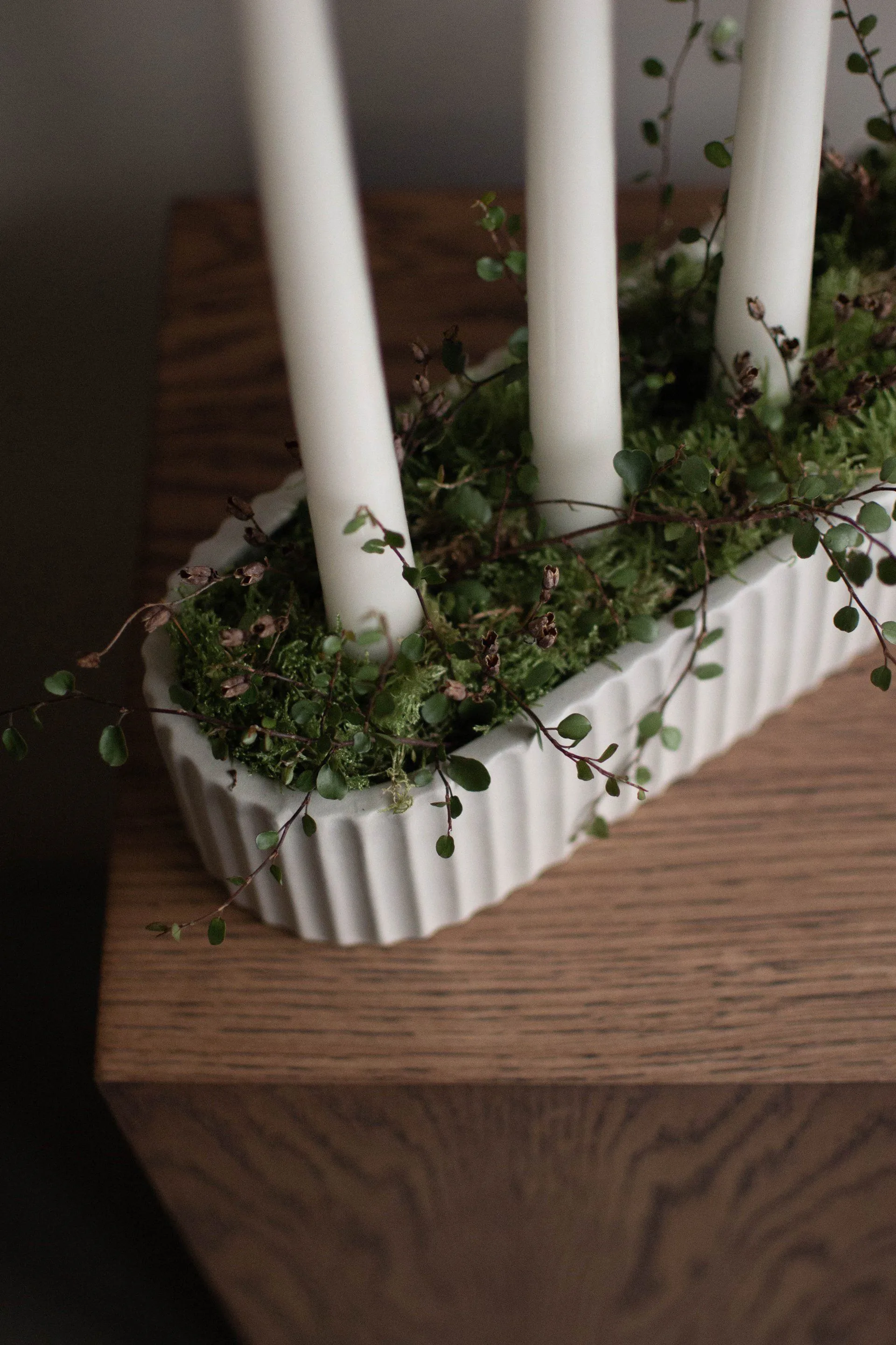 Castiçal Advento 30 cm Stripe, Branco brilhante DBKD