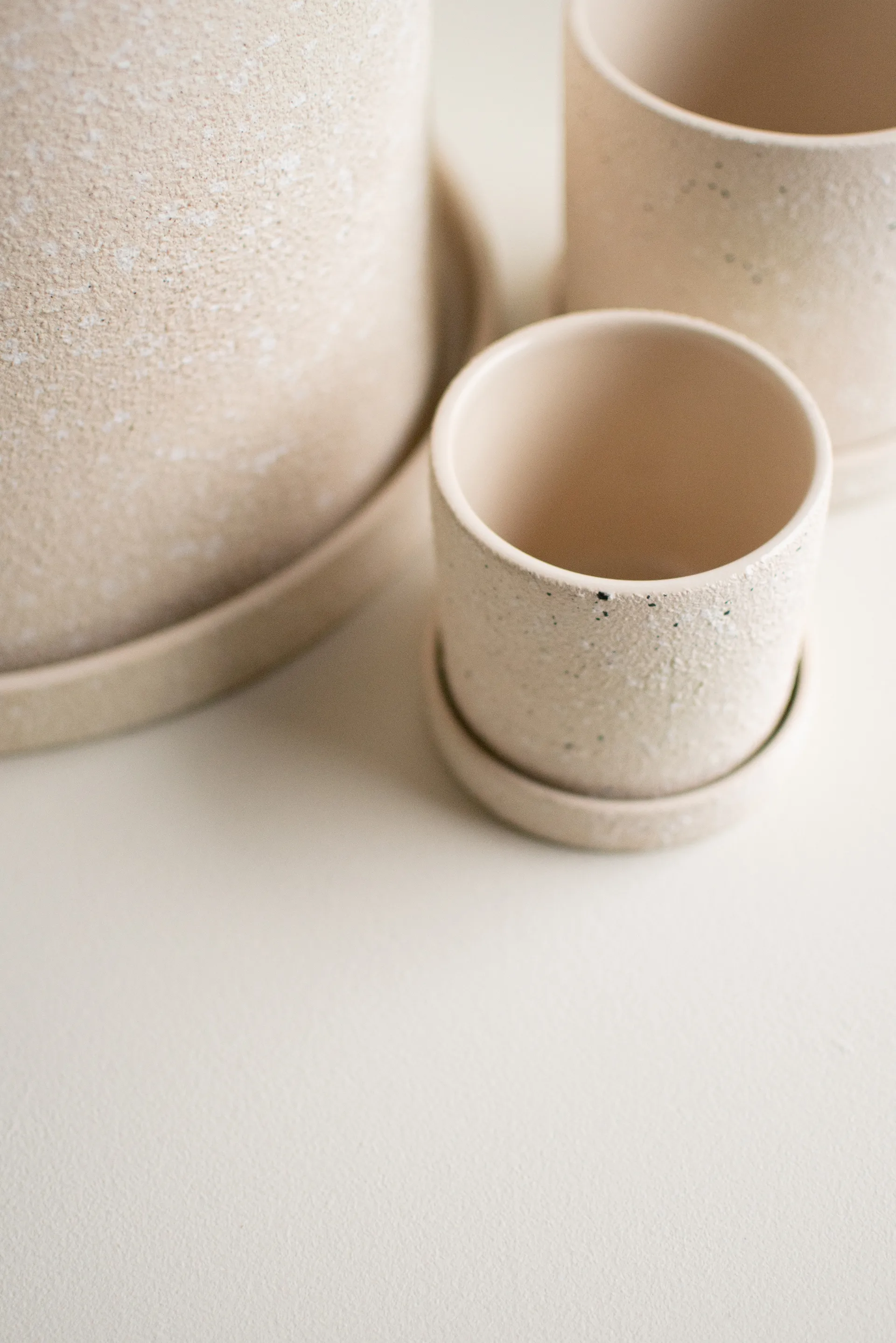 Grow vaso Ø10 cm com prato, Creme structure DBKD