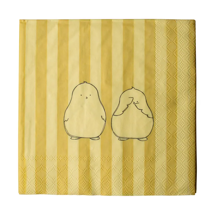 Guardanapo de papel Chubby chicken stripe, pacote com 20 unidades - Creme, 33x33 cm - DBKD