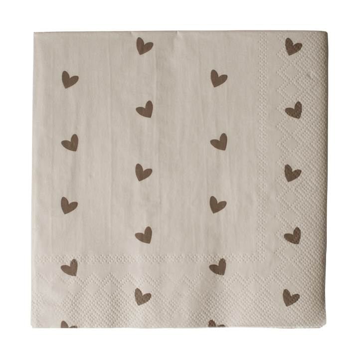 Heart guardanapo de papel 33x33 cm 20 unidades - Castanho-bege - DBKD