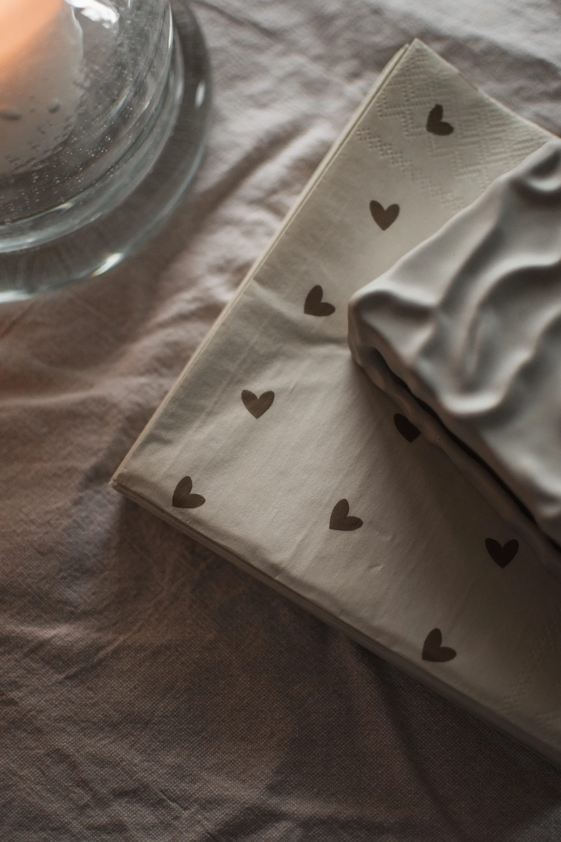 Heart guardanapo de papel 33x33 cm 20 unidades, Castanho-bege DBKD