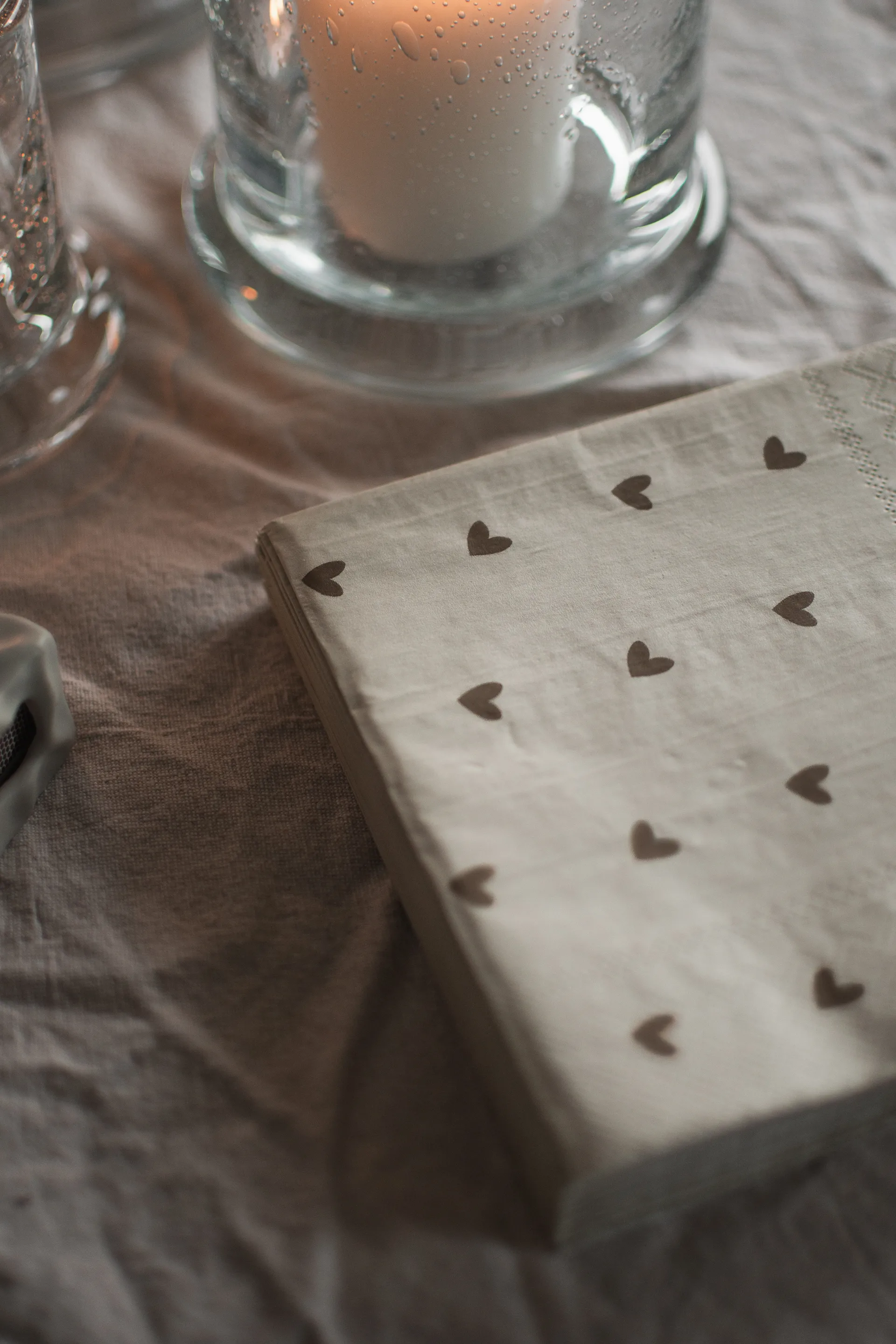 Heart guardanapo de papel 33x33 cm 20 unidades, Castanho-bege DBKD