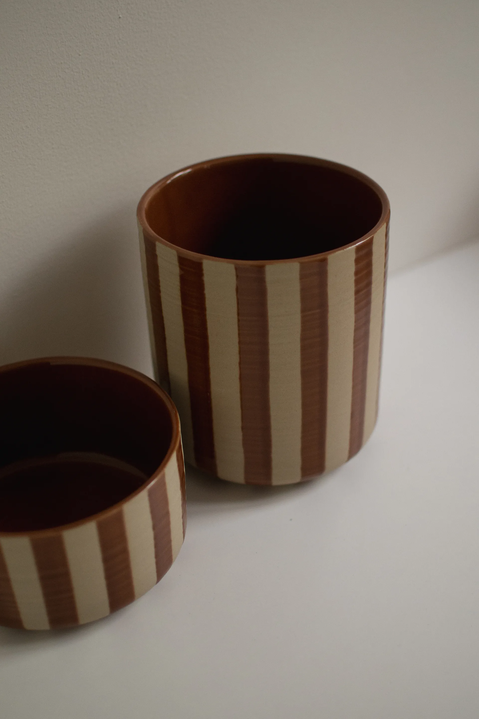Line vaso  Ø14x16 cm, Torrão riscado DBKD