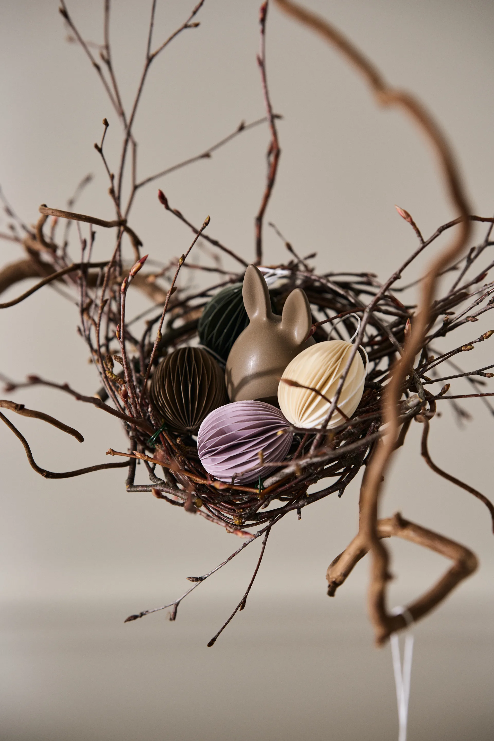 Ovoid decoração de Páscoa em papel pequeno 4 cm, White DBKD