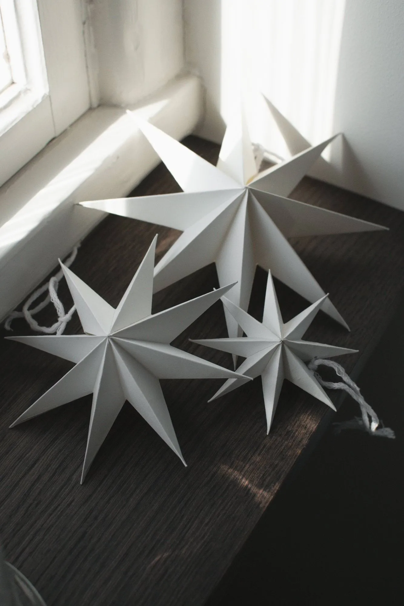 Paper estrela de inverno pendente decorativo, Branco, médio, Ø14 cm DBKD
