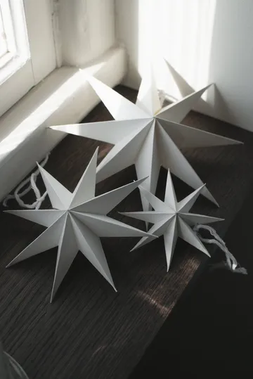 Paper estrela de inverno pendente decorativo - Branco, médio, Ø14 cm - DBKD