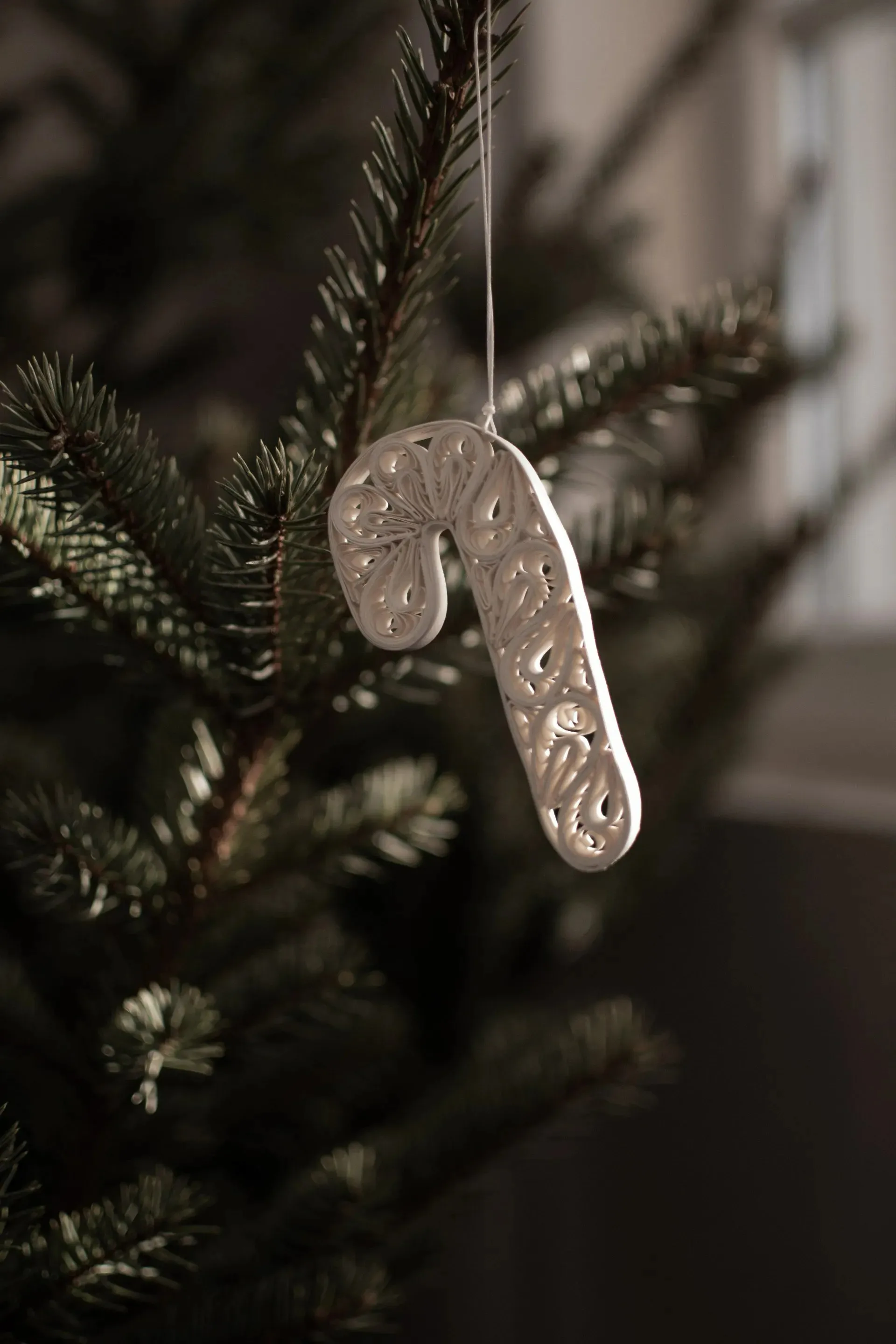 Pingente de Natal Paper candy cane, Branco DBKD