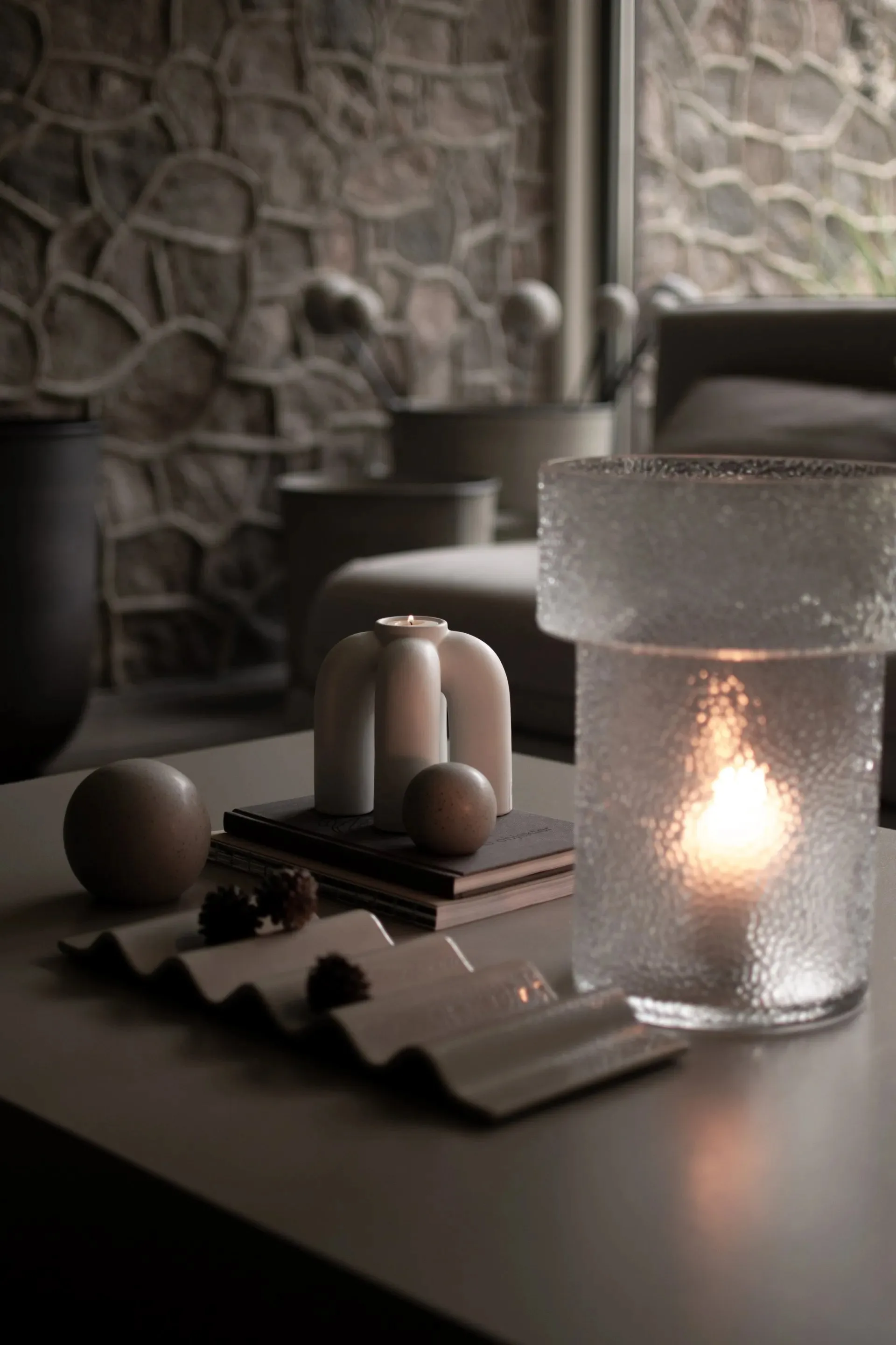 Porta velas Rope 14x14 cm, Branco DBKD