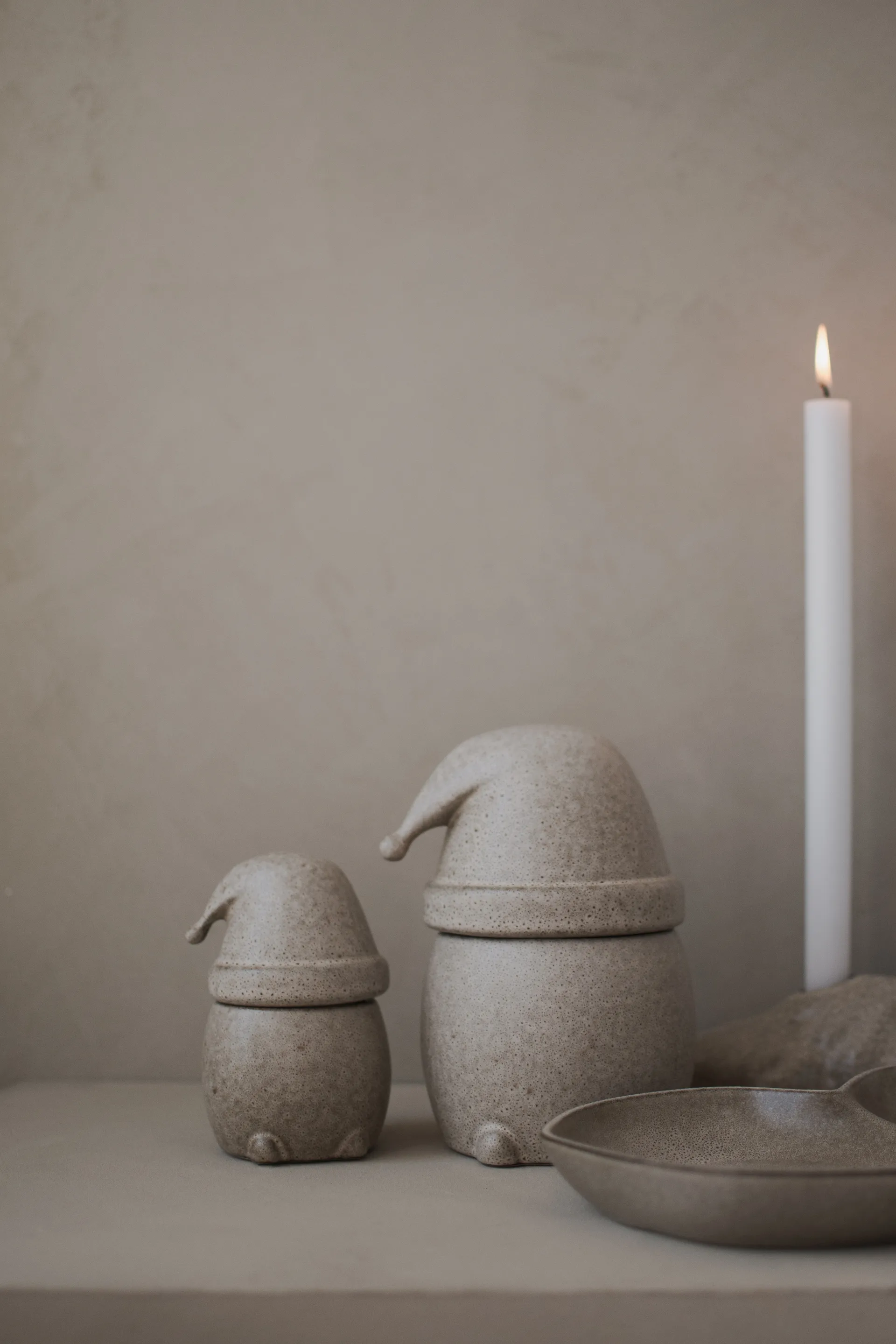 Taça com tampa pequena Eating Santa, Bege DBKD