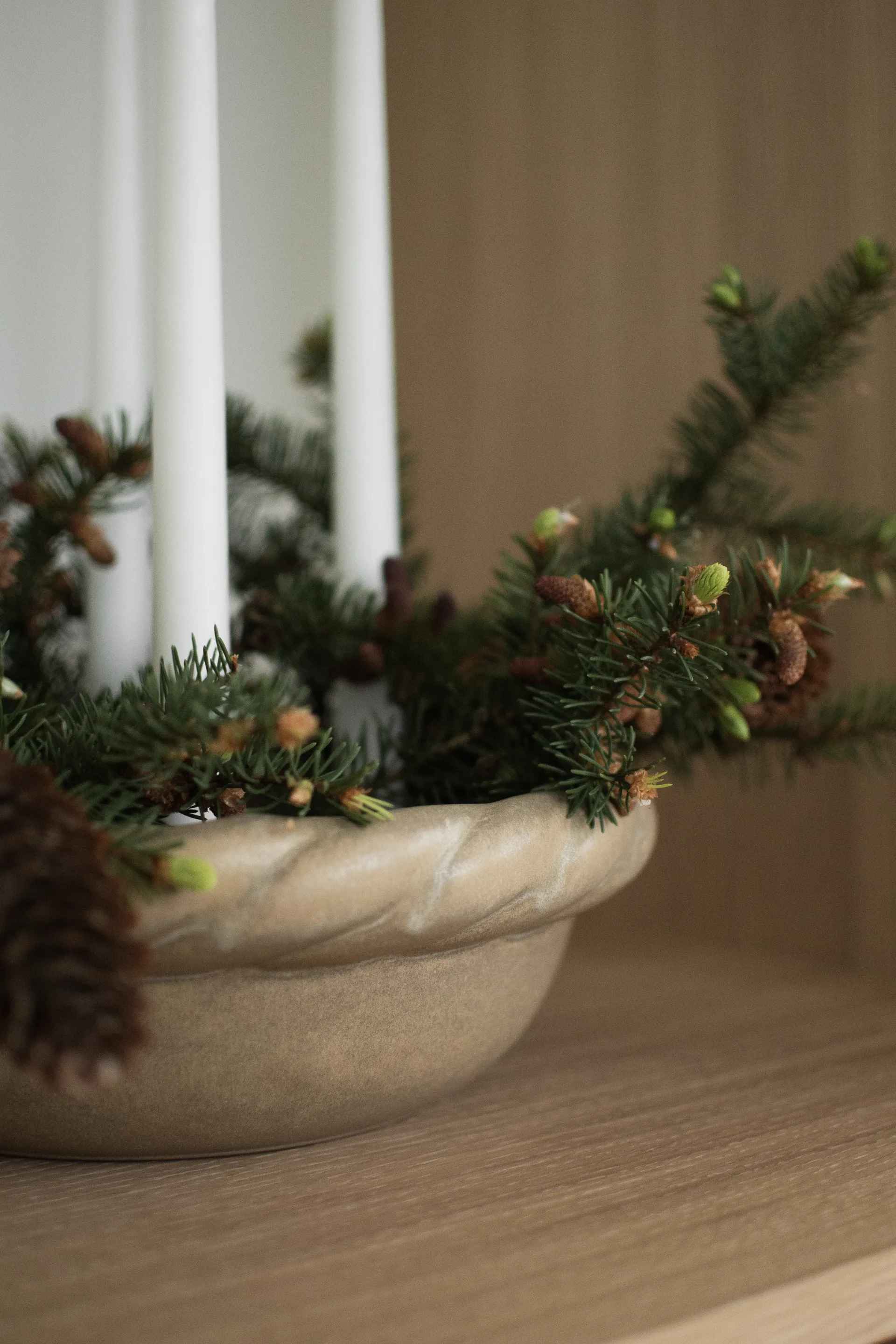 Twine castiçal com base plana Ø30 cm, Bege DBKD