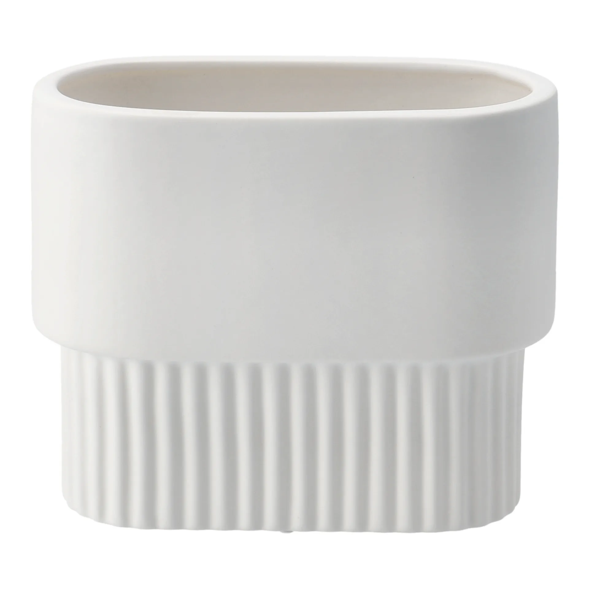 Vaso de flores oval raso Front , branco DBKD